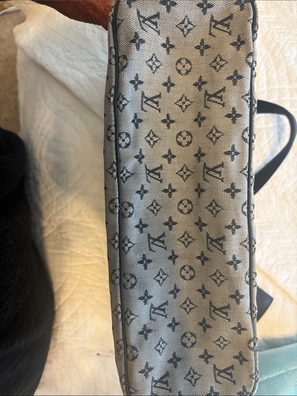 Louis Vuitton blue gray Monogram Canvas Tote Bag mini Lin Lucille